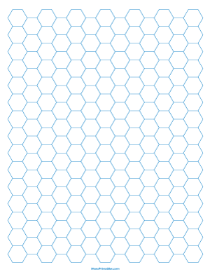 1 Cm Blue Hexagon Graph Paper - Letter