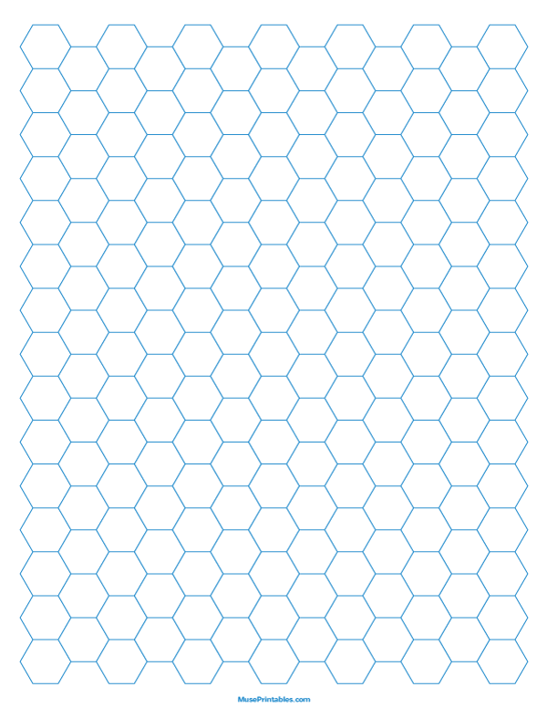 Printable 1 Cm Blue Hexagon Graph Paper for Letter Paper
