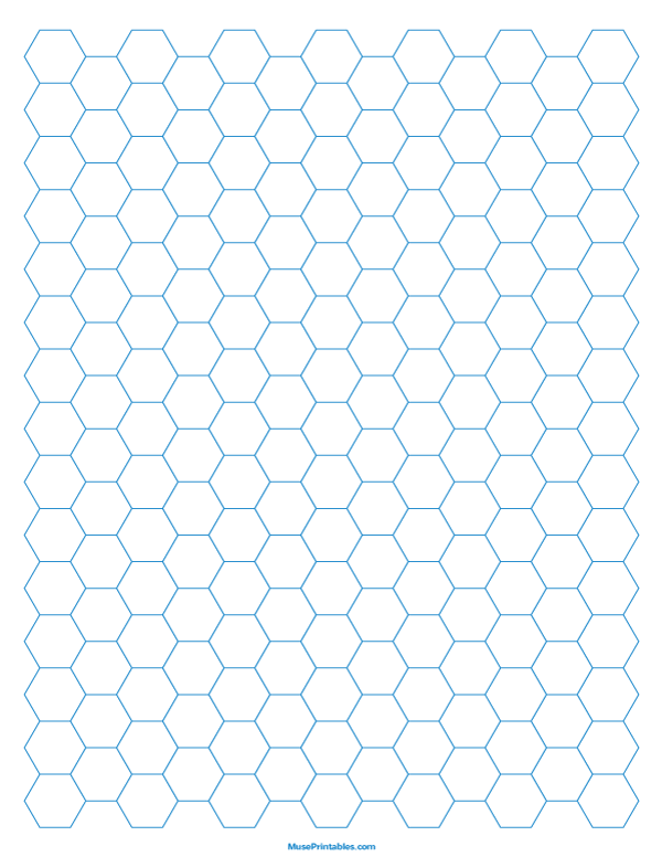 Printable 1 Cm Blue Hexagon Graph Paper For Letter Paper