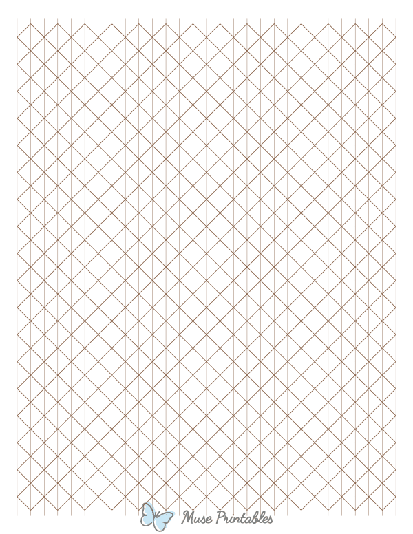 1 cm Brown Axonometric Graph Paper : Letter-sized paper (8.5 x 11)