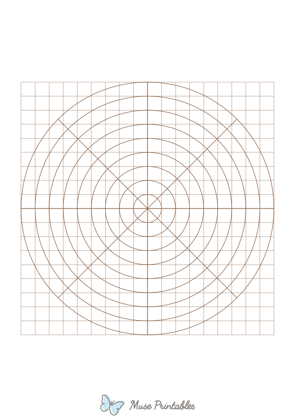 1 cm Brown Circular Graph Paper : A4-sized paper (8.27 x 11.69)