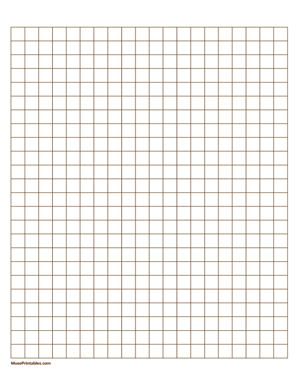 1 cm Brown Graph Paper: Letter-sized paper (8.5 x 11)