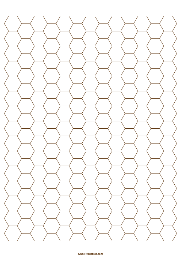 1 Cm Brown Hexagon Graph Paper: A4-sized paper (8.27 x 11.69)