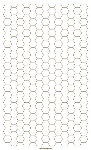 1 Cm Brown Hexagon Graph Paper - Legal
