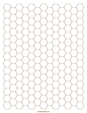 1 Cm Brown Hexagon Graph Paper - Letter