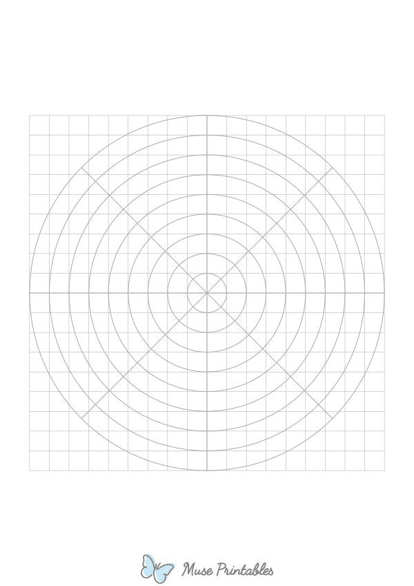 1 cm Gray Circular Graph Paper : A4-sized paper (8.27 x 11.69)