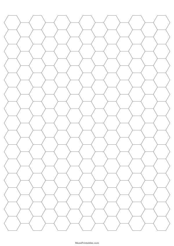 1 cm Gray Hexagon Graph Paper: A4-sized paper (8.27 x 11.69)