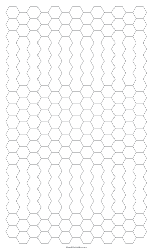 1 Cm Gray Hexagon Graph Paper - Legal