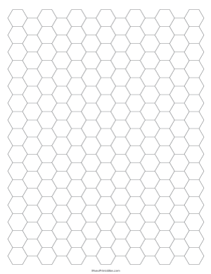 1 Cm Gray Hexagon Graph Paper - Letter