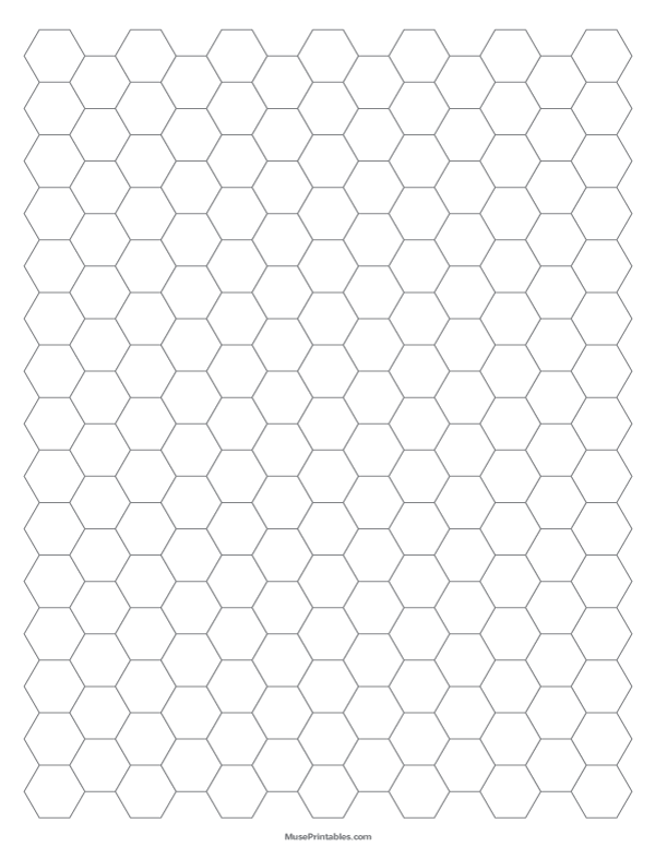 1 Cm Gray Hexagon Graph Paper: Letter-sized paper (8.5 x 11)