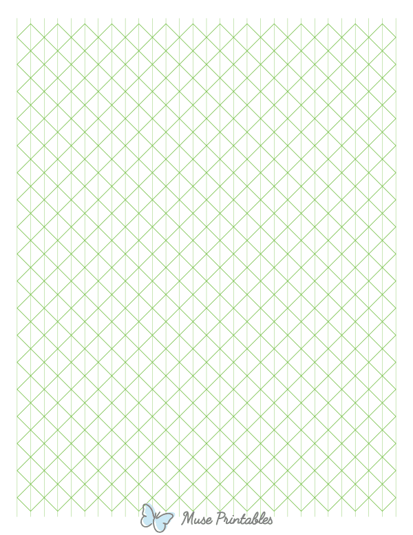 1 cm Green Axonometric Graph Paper : Letter-sized paper (8.5 x 11)