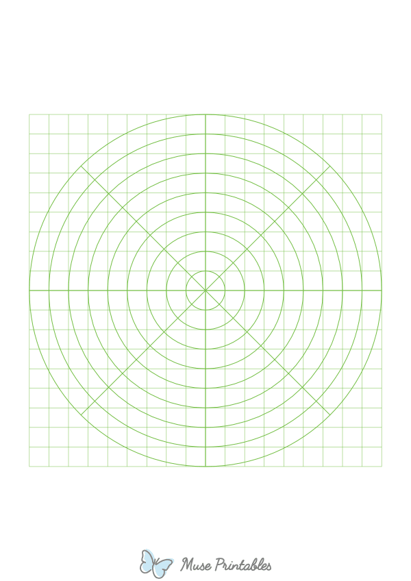 1 cm Green Circular Graph Paper : A4-sized paper (8.27 x 11.69)