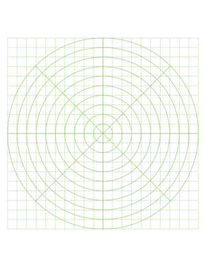 1 cm Green Circular Graph Paper  - Letter