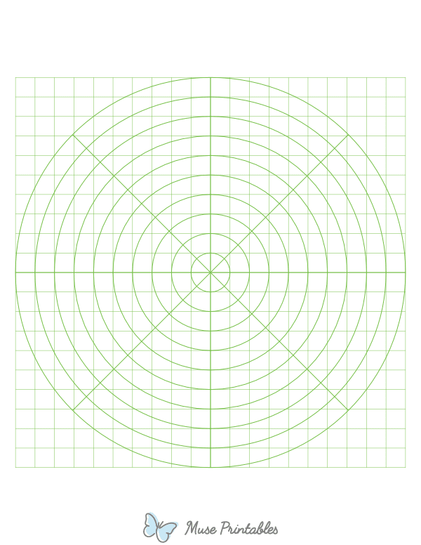 1 cm Green Circular Graph Paper : Letter-sized paper (8.5 x 11)