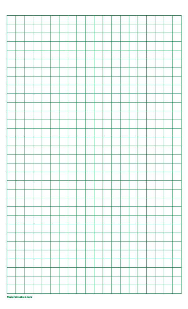 1 cm Green Graph Paper: Legal-sized paper (8.5 x 14)
