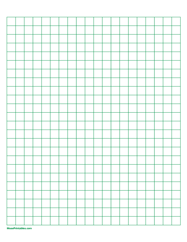 1 cm Green Graph Paper: Letter-sized paper (8.5 x 11)