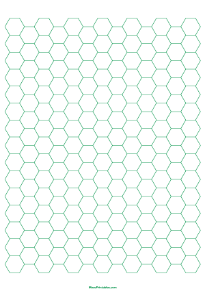 1 Cm Green Hexagon Graph Paper - A4