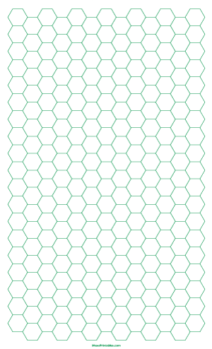 1 Cm Green Hexagon Graph Paper - Legal