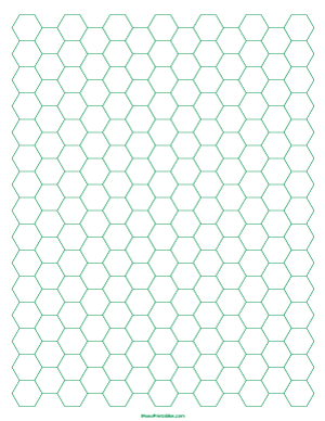 1 Cm Green Hexagon Graph Paper - Letter