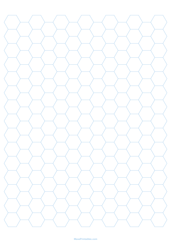 1 cm Light Blue Hexagon Graph Paper: A4-sized paper (8.27 x 11.69)