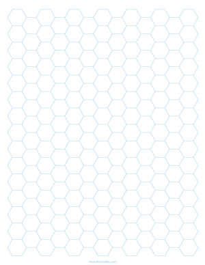 1 Cm Light Blue Hexagon Graph Paper - Letter