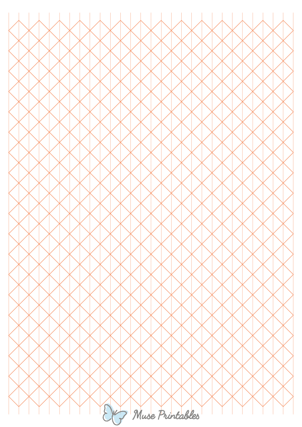 1 cm Orange Axonometric Graph Paper : A4-sized paper (8.27 x 11.69)