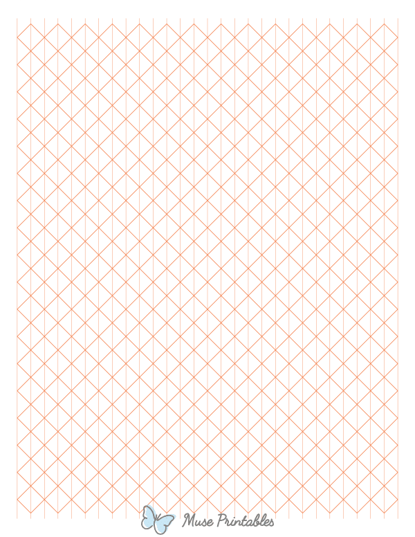 1 cm Orange Axonometric Graph Paper : Letter-sized paper (8.5 x 11)