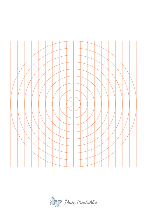 1 cm Orange Circular Graph Paper : A4-sized paper (8.27 x 11.69)