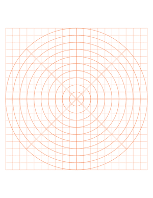 1 cm Orange Circular Graph Paper  - Letter