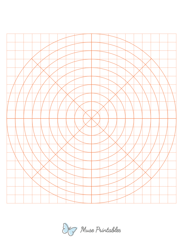 1 cm Orange Circular Graph Paper : Letter-sized paper (8.5 x 11)
