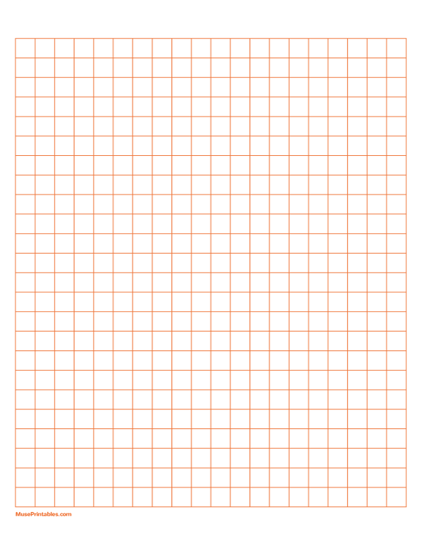 1 cm Orange Graph Paper: Letter-sized paper (8.5 x 11)