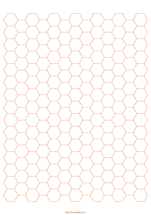 1 Cm Orange Hexagon Graph Paper - A4