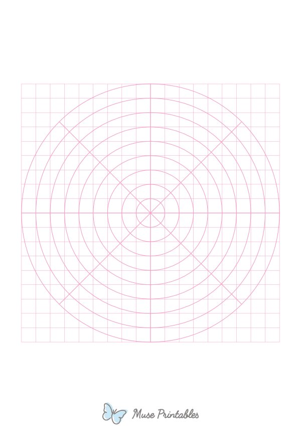 1 cm Pink Circular Graph Paper : A4-sized paper (8.27 x 11.69)
