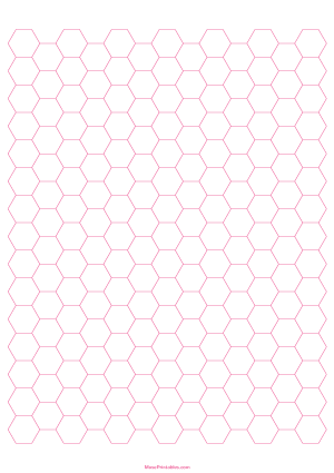 1 Cm Pink Hexagon Graph Paper - A4