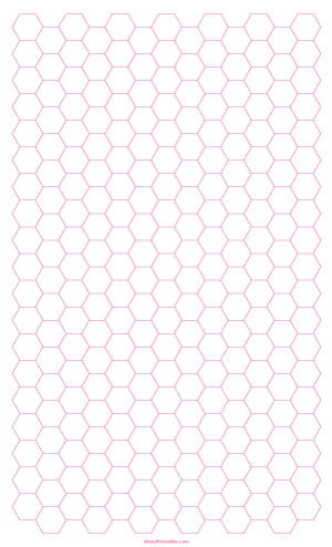 1 Cm Pink Hexagon Graph Paper - Legal