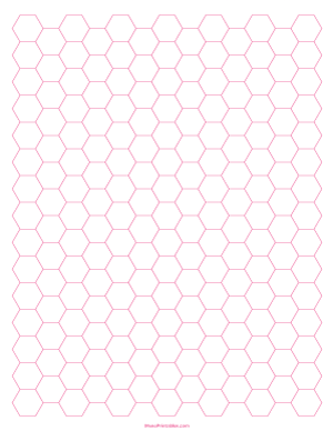 1 Cm Pink Hexagon Graph Paper - Letter