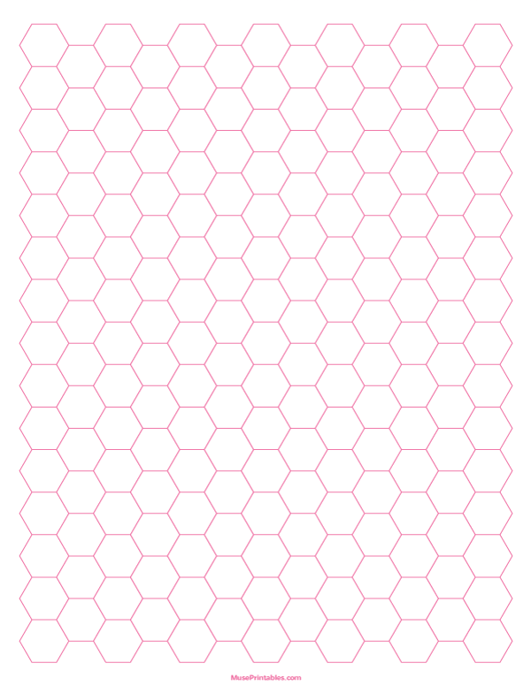 1 Cm Pink Hexagon Graph Paper: Letter-sized paper (8.5 x 11)