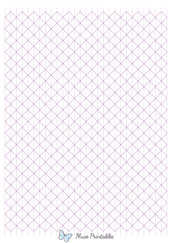 1 cm Purple Axonometric Graph Paper : A4-sized paper (8.27 x 11.69)