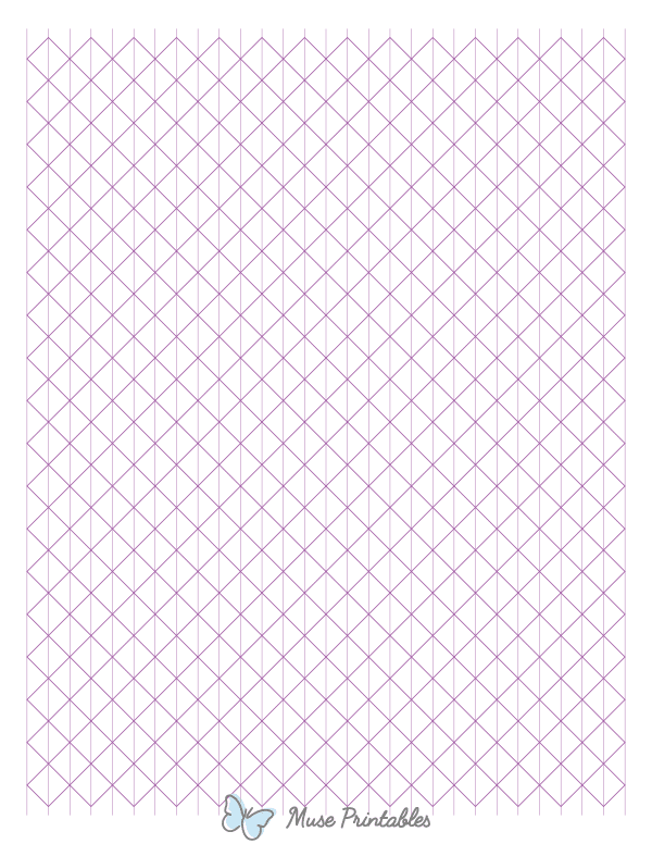 1 cm Purple Axonometric Graph Paper : Letter-sized paper (8.5 x 11)