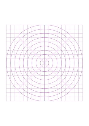 1 cm Purple Circular Graph Paper  - A4