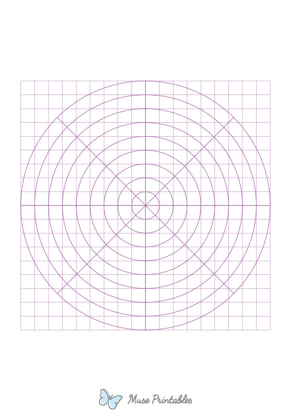 1 cm Purple Circular Graph Paper : A4-sized paper (8.27 x 11.69)