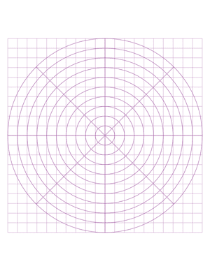 1 cm Purple Circular Graph Paper  - Letter