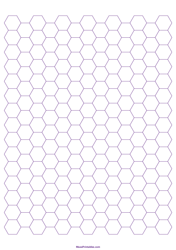 1 Cm Purple Hexagon Graph Paper: A4-sized paper (8.27 x 11.69)