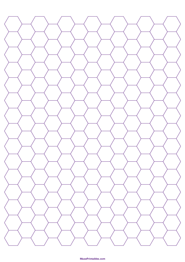 Printable 1 Cm Purple Hexagon Graph Paper For A4 Paper