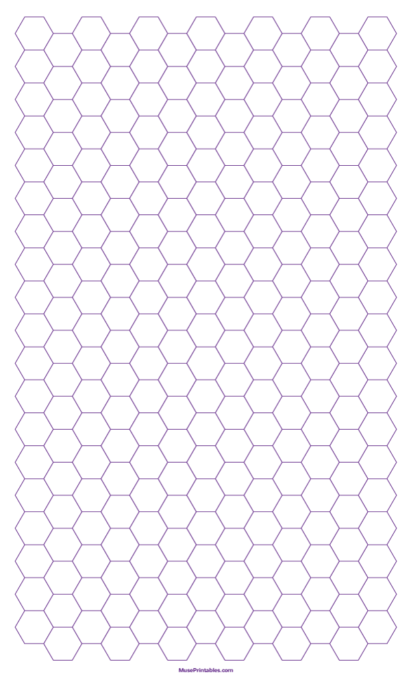 1 cm Purple Hexagon Graph Paper: Legal-sized paper (8.5 x 14)