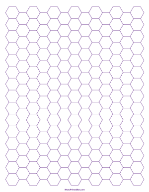 1 Cm Purple Hexagon Graph Paper - Letter