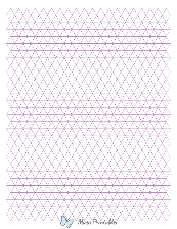 1 cm Purple Triangle Graph Paper : Letter-sized paper (8.5 x 11)