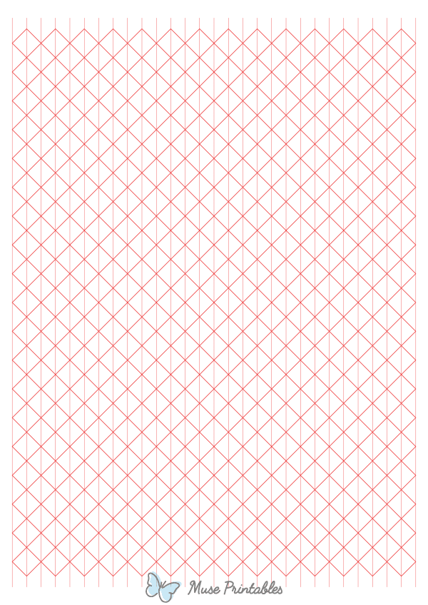 1 cm Red Axonometric Graph Paper : A4-sized paper (8.27 x 11.69)