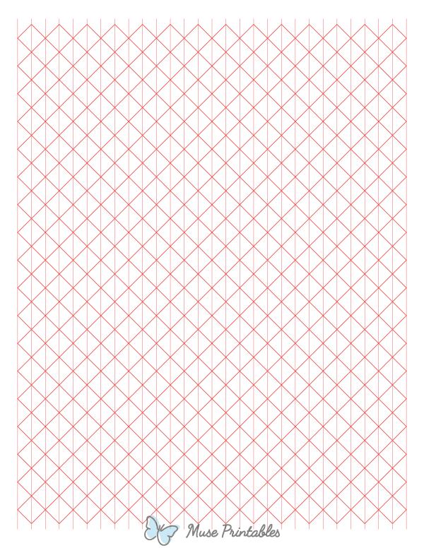 1 cm Red Axonometric Graph Paper : Letter-sized paper (8.5 x 11)