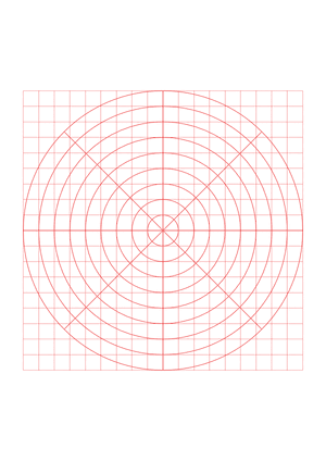 1 cm Red Circular Graph Paper  - A4